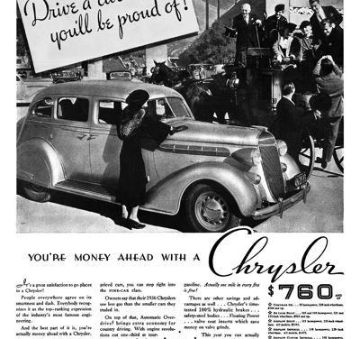 1936 Chrysler Ad “Drive a Car You’ll Be Proud Of!”