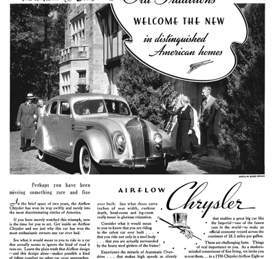 1936 Chrysler Ad “Old Traditions welcome the new”