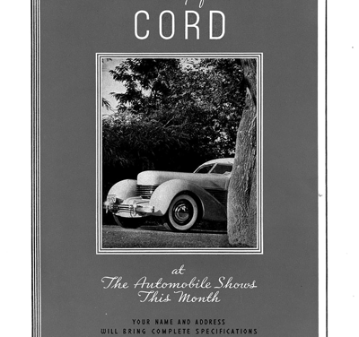 1936 Cord Announcement Ad “First showing of the new Cord” (10.2 x14.0)