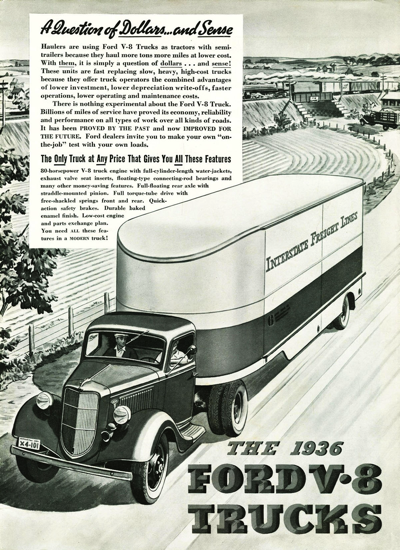 1936 Ford V8 Truck Ad "A question of dollars...and sense"