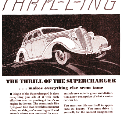 1936 Graham Supercharger sedan Ad “THRIL-L-ING”