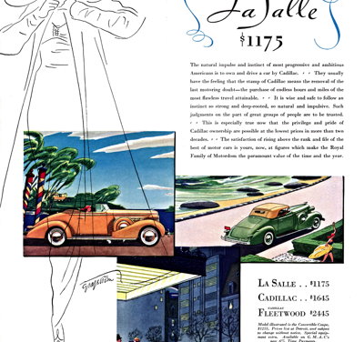 1936 La Salle Convertible Coupe Ad “The natural impulse and instinct….”