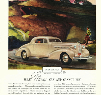 1936 La Salle Coupe Ad “What money can, and cannot buy”