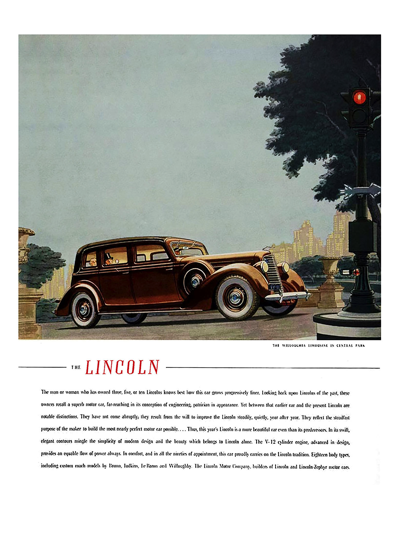 1936 Lincoln K Series Ad "The man or woman who has owned three, five, or ten Lincolns . . ."