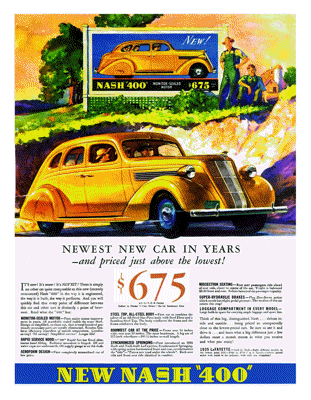 1936 Nash 400 Ad “The newest new car”