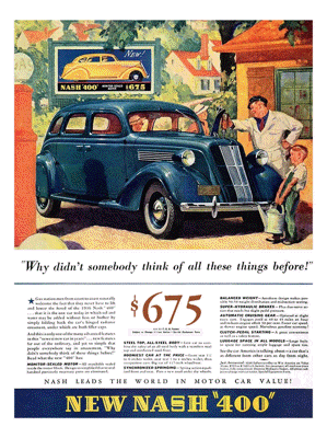 1936 Nash 400 Ad "Why didn't somebody"