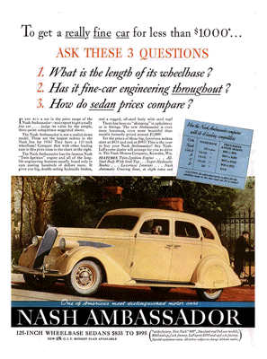 1936 Nash Ambassador Ad “To get a really fine car”