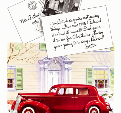 1936 Packard 120 ad #4 (8.0 x 11.1) “no, Art dear, you’re not seeing things….”