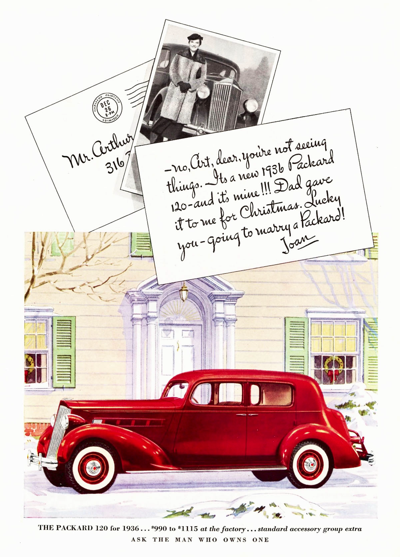 1936 Packard 120 ad #4 (8.0 x 11.1) "no, Art dear, you're not seeing things...."