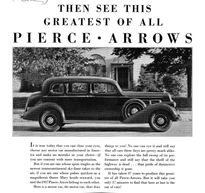 1937 Pierce-Arrow Ad “Do you think”