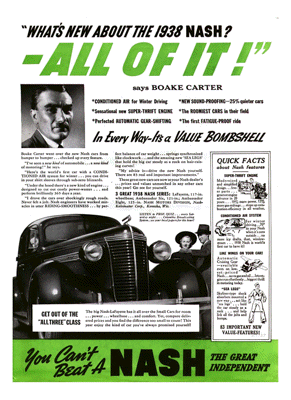 1938 Nash Ad "What's new about the 1938 Nash?"
