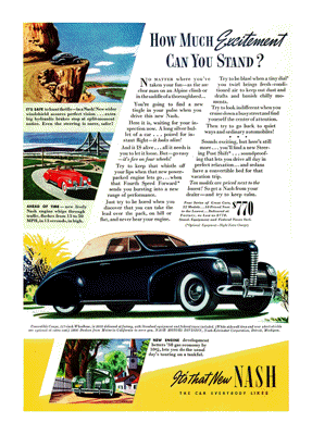 1939 Nash Convertible Ad “How much excitement can you stand?”