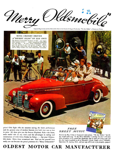 1939 Oldsmobile Convertible Ad "Merry Oldsmobile"