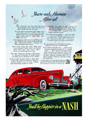 1940 Nash 4-door Sedan Ad “You’re only Human After all”