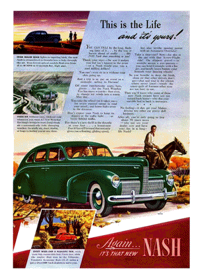 1940 Nash 4-door Sedan Ad “This is the Life – and it’s yours!”