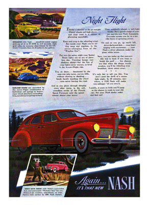 1940 Nash 4-door Sedan Ad “NightFlight”