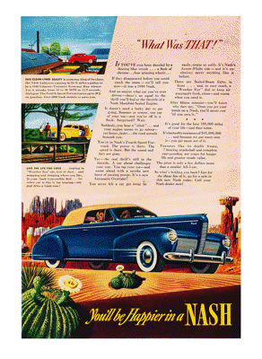 1940 Nash Ambassador Convertible Ad “What was THAT!”