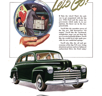 1946 Ford Fordor Print Ad “Let’s Go!”