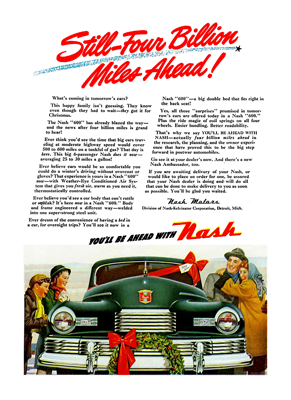 1946 Nash Ad "Still Four Billion Miles Ahead!"