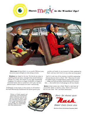 1947 Nash Ad "They're magic in the Weather Eye"