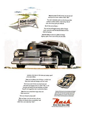 1948 Nash Ad "Road closed to all but Nash"