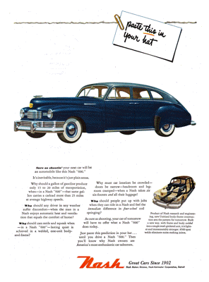 1948 Nash Ad “Paste this in your hat”