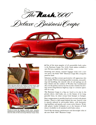 1948 Nash Ad “Nash 600 Deluxe Business Coupe”