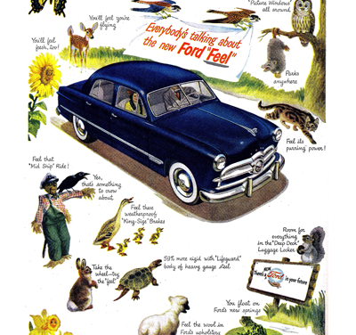 1949 Ford Fordor Print Ad “Everybody’s talking about the new Ford Feel”