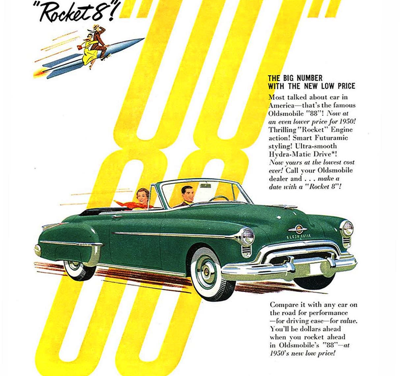 1950 Oldsmobile 88 Convertible Ad “The big number with the new low price”