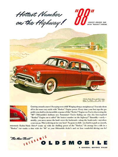 1950 Oldsmobile 88 Ad "Hottest Number on the Highway!"