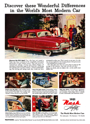 1951 Nash Ad "Discover these wonderful differences . . ."