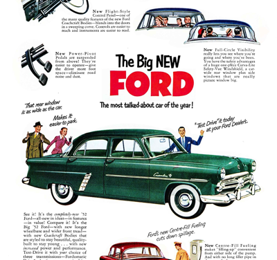 1952 Ford Print Ad “The most talked about car of the year!”