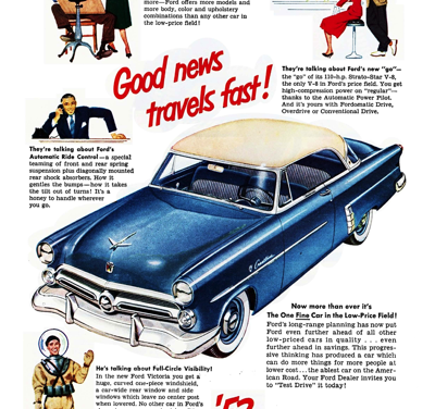 1952 Ford Print Ad “Good News Travels Fast!”