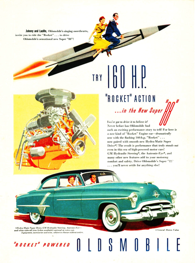 1952 Oldsmobile Super 88 Ad "Try the 160 H.P. Rocket Action . . . "