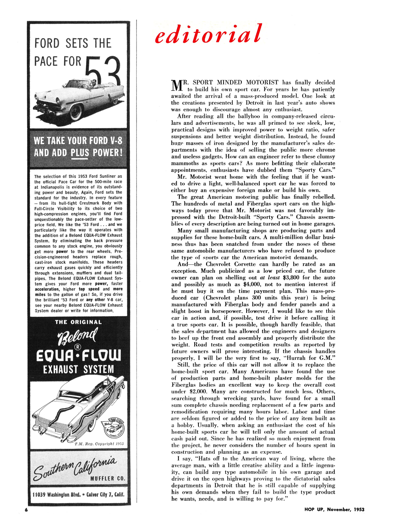 HOP November 1953 - Editorial..motorist wants to build own sportscar