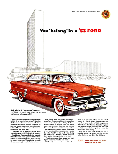1953 Ford Print Ad "You belong in a '53 Ford"