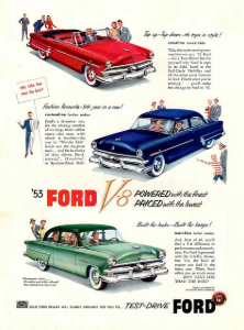 1953 Ford of CanPrint Ada Print Ad " 53 Ford - V-8 powered - priced with the lowest"