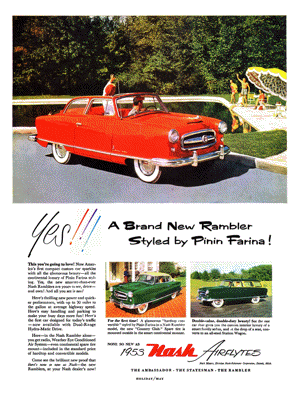 1953 Nash Rambler Ad "Styled by Pinin Farina!"
