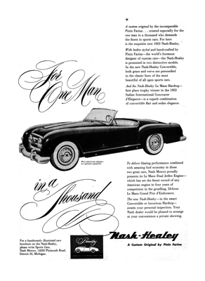 1953 Nash-Healey Ad "For One Man in a Thousand"