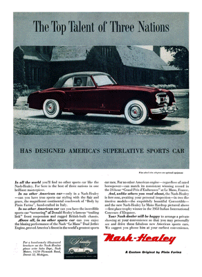 1953 Nash-Healey Ad “The Top Talent of Three Nations . . .”