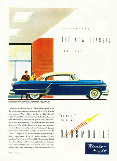 1953 Oldsmobile 98 Holiday Ad "Presenting the New Classic for 1953"