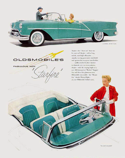 1954 Oldsmobile Starfire Convertible Ad "Oldsmobile's fabulous new Starfire"