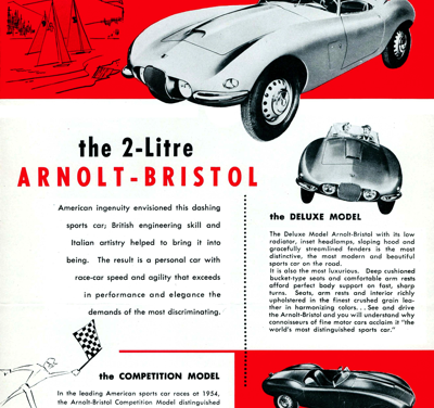 1955 Arnolt-Bristol Ad “The world’s most distinguished sports car”