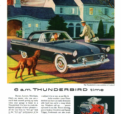 1955 Ford Thunderbird Print Ad “6 a.m. Thunderbird time”