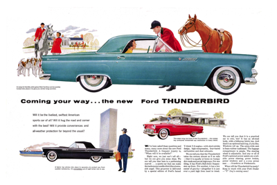 1955 Ford Thunderbird Print Ad "Coming your way - the new Ford Thunderbird"