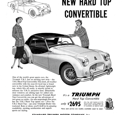 1955 Triumph TR2 Ad “Announcing the Triumph TR2”