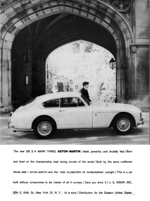 1957 Aston Martin Ad "The new DB 2-4 Mark Three"
