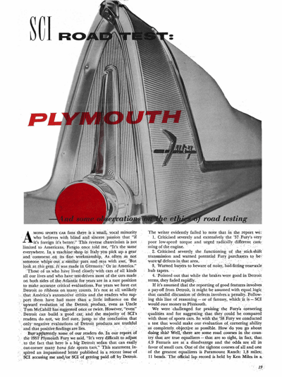 SCI March 1958 - Plymouth Fury