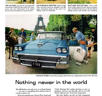 1958 Ford Print Ad “Nothing newer in the world.”