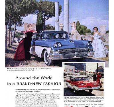 1958 Ford Print Ad “Around the world in a brand-new fashion”